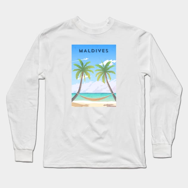 Maldives. Retro travel poster Long Sleeve T-Shirt by GreekTavern